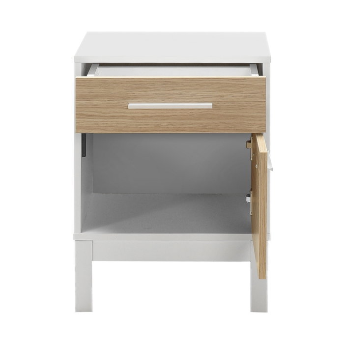 Hanah Home Kmd-1411-Mb-1 Mesilla de Noche Roble y Blanco 45x60x45 cm Tablero de Partículas Melamina